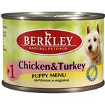  Berkley #1 Chicken &amp; Turkey Puppy Menu банка  200 гр, фото 1 