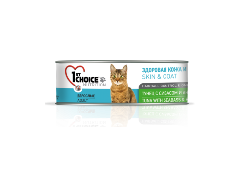  1st Choice Healthy Skin &amp; Coat Tuna with Seabass and Pineapple for Adult Cats 85 гр, фото 1 