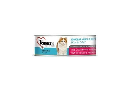  1st Choice Healthy Skin &amp; Coat Tuna with Squid and Pineapple for Adult Cats 85 гр, фото 1 