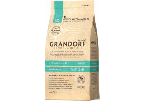  Grandorf 4 Meat &amp; Brown Rice Adult Indoor Cat 400 гр, фото 1 