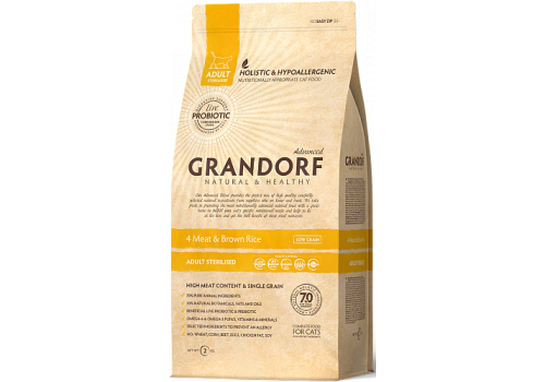  Grandorf 4 Meat &amp; Brown Rice Adult Indoor Sterilized 400 гр, фото 1 