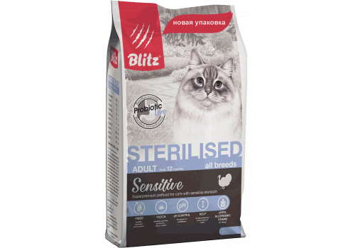  Blitz Adult Cats Sterilised Turkey 2 кг, фото 1 