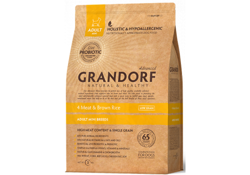  Grandorf 4 Meat &amp; Brown Rice Adult Mini 3 кг, фото 1 