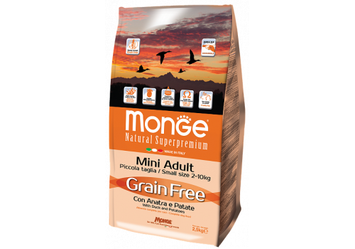  Monge Natural Superpremium Grain Free with Duck and Potatoes – Mini Adult 2,5 кг, фото 1 