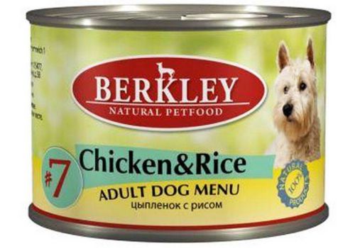  Berkley #7 Chicken &amp; Rice Adult Dog Menu банка  200 гр, фото 1 