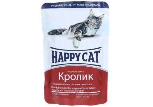  Happy Cat Кусочки в соусе с кроликом пауч  100 гр, фото 1 