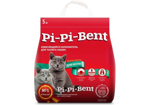  Pi-Pi-Bent Наполнитель д/котят комкующийся  5 кг, фото 1 